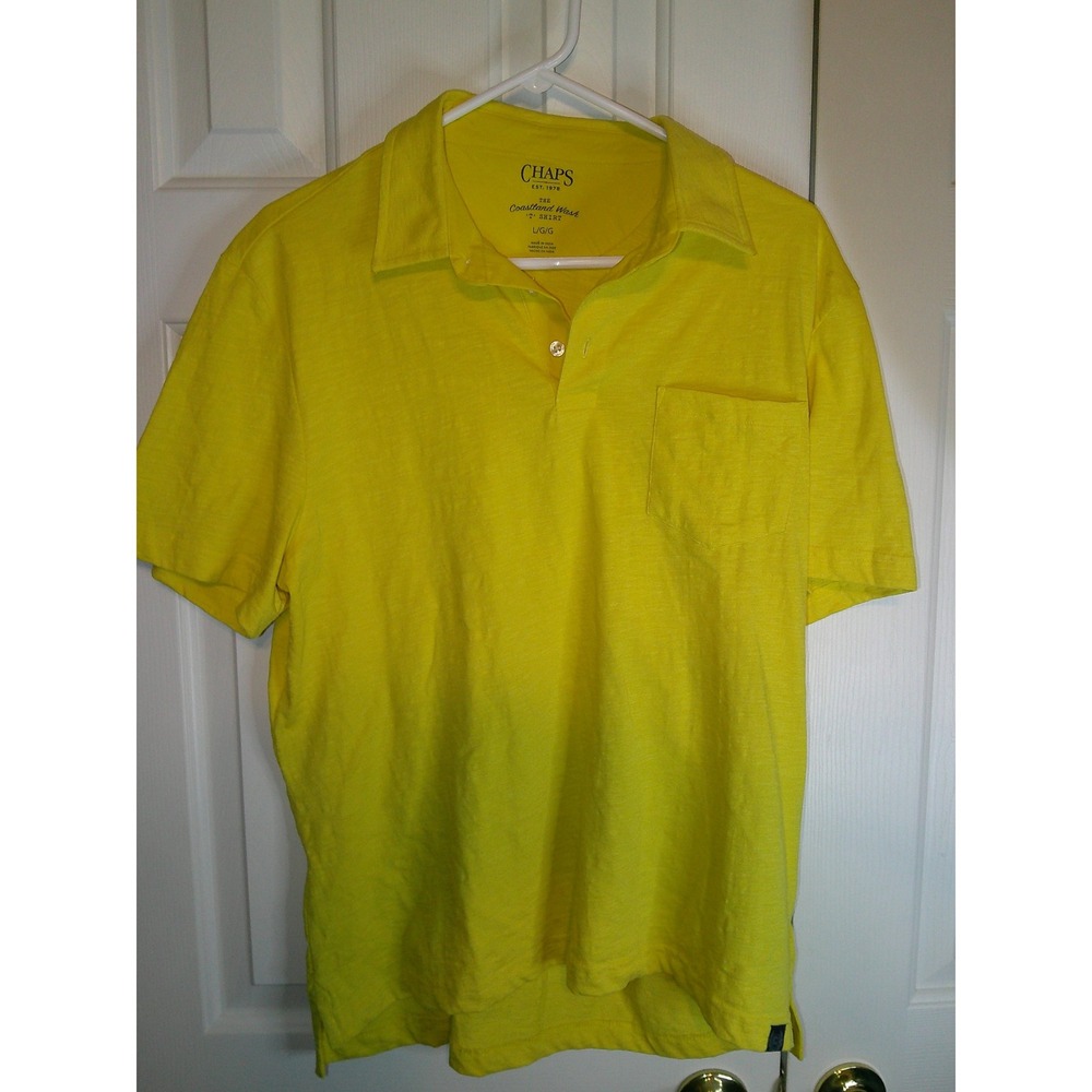 Chaps Coastland Wash T-Shirt Short Sleeve‎ Polo Shirt Casual Yellow Large